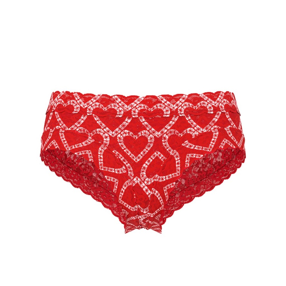 NWT Victoria's Secret The Lacie Lace Cheeky Panty Varsity Red Heart Women’s Sz M